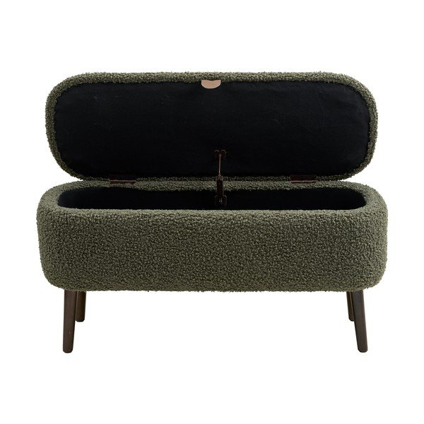 Bancă verde cu tapițerie din țesătură bouclé Harlow – House Nordic-image-2