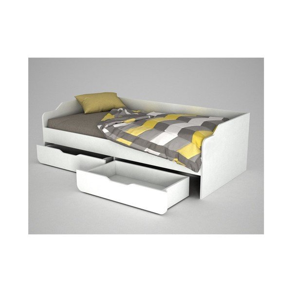 Pat din lemn pentru o persoană Young, alb-image-3