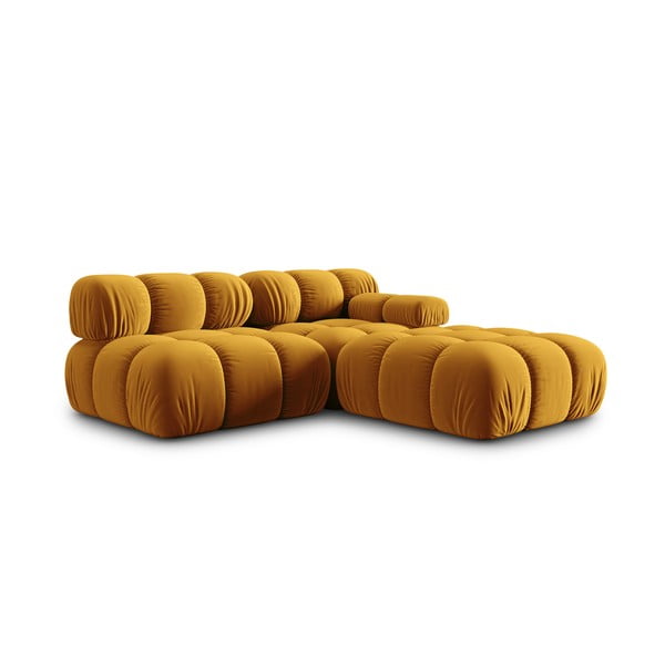 Canapea galbenă cu tapițerie din catifea 282 cm Bellis – Micadoni Home-image-4
