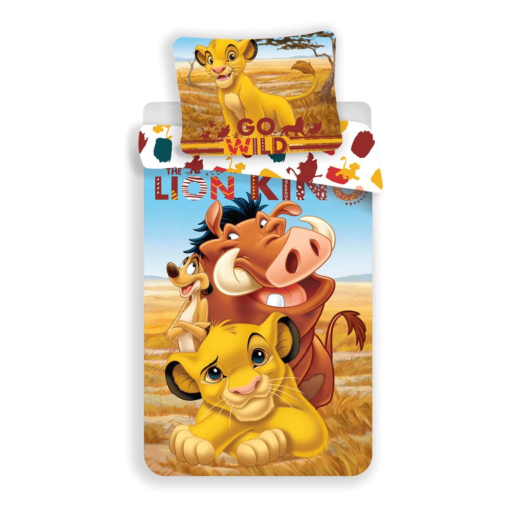 Lenjerie de pat pentru copii din bumbac pentru pat de o persoană 140x200 cm Lion King – Jerry Fabrics