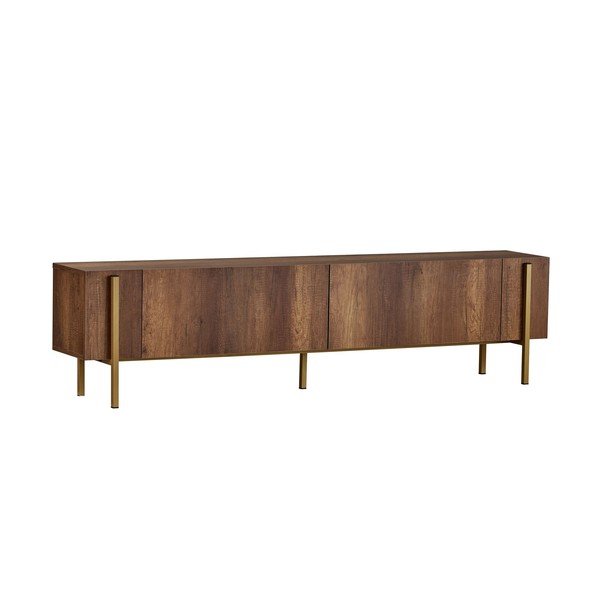 Comodă TV în culoare naturală închisă cu aspect de lemn de nuc 180x45x30 cm Nexus – Kalune Design