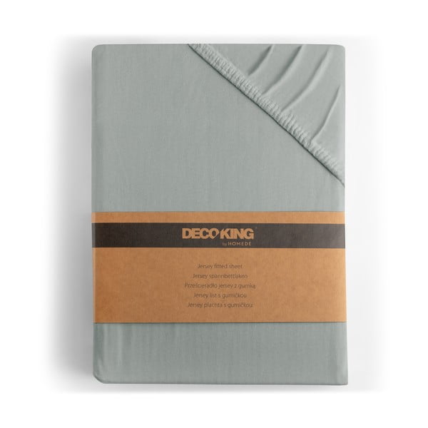 Cearceaf gri deschis din jerseu cu elastic 240x220 cm Amber – Restilo-image-4