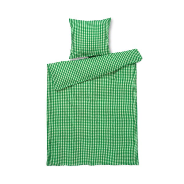 Lenjerie de pat verde/bej din țesătură crep pentru pat de o persoană/extinsă 140x220 cm Bæk&Bølge – JUNA
