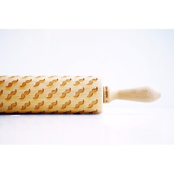 Făcăleț din lemn cu model pentru aluat Valek Mustache-image-1