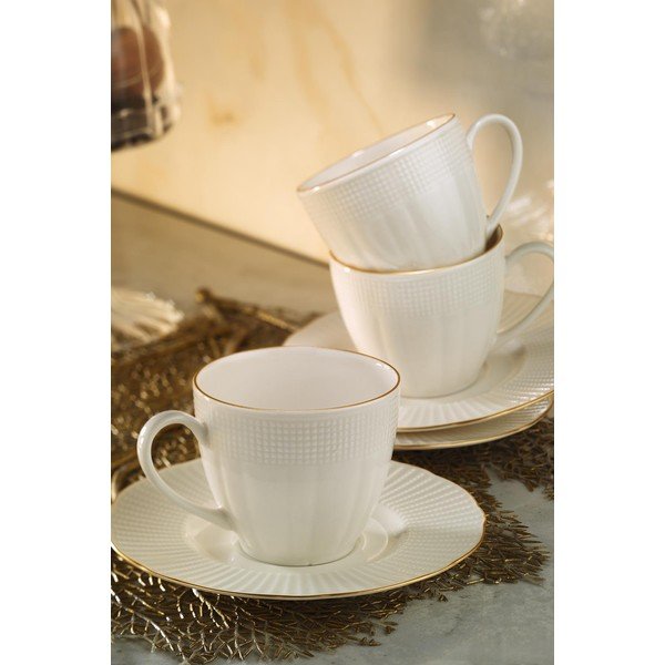 Set 6 cești din porțelan pentru cafea cu farfuriuțe Kutahya Cafe, 200 ml-image-1