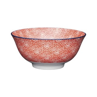 Bol roșu din ceramică Kitchen Craft Floral, ø 16 cm