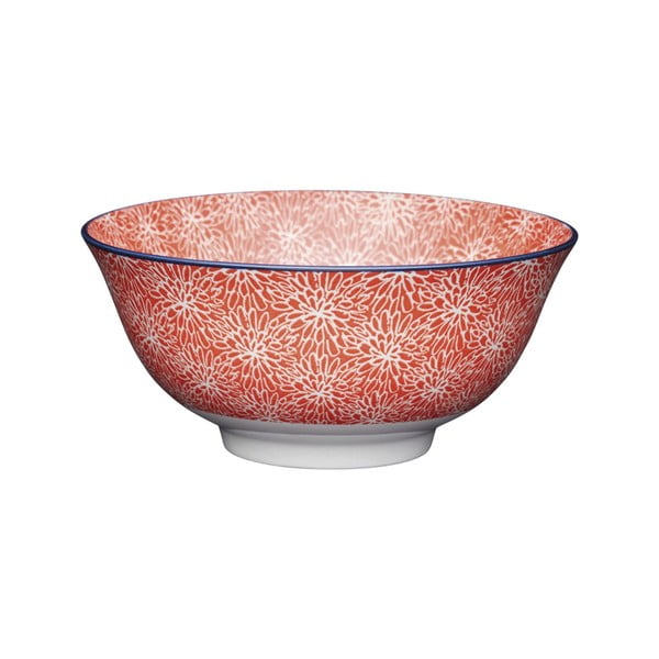 Bol roșu din ceramică Kitchen Craft Floral, ø 16 cm