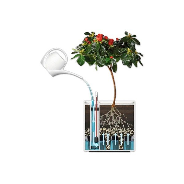 Ghiveci din plastic reciclat cu sistem de auto-irigare Cubico Stone – Flower Lover-image-1