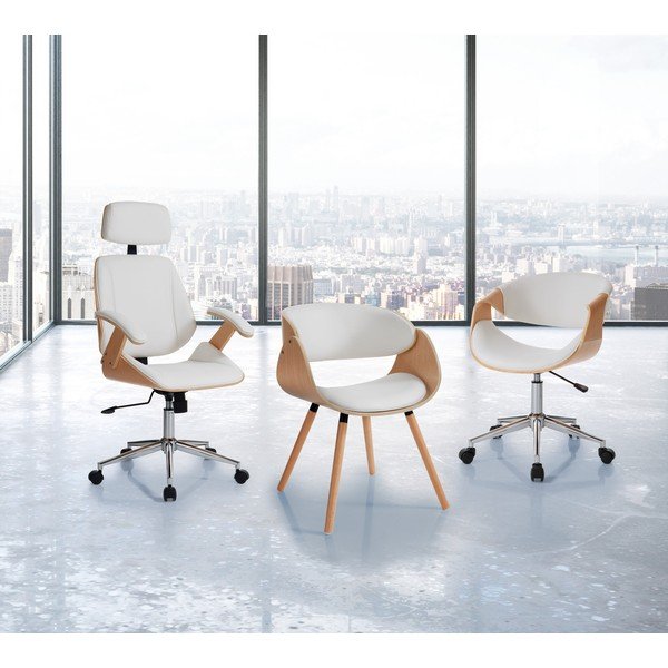 Scaun de birou alb din imitație de piele Visby – Tomasucci-image-1