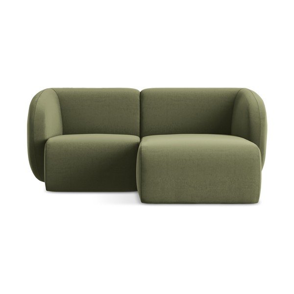 Colțar verde cu tapițerie din catifea (cu colț pe partea dreaptă/cu șezlong) Lani – Makamii