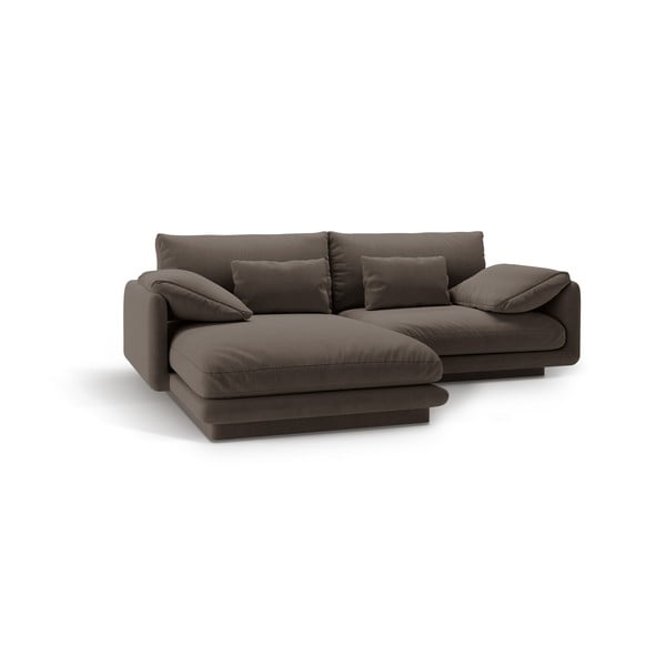 Colțar maro cu tapițerie din catifea (cu colț pe partea stângă /cu șezlong) Torino – Micadoni -image-2