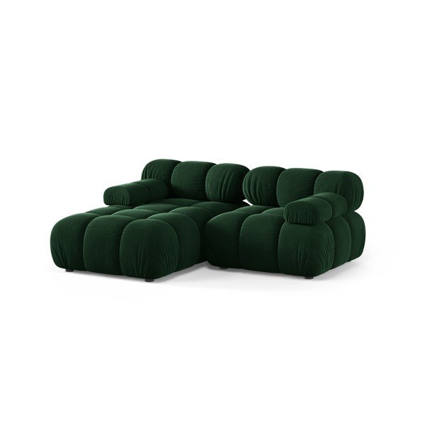 Colțar modular verde închis cu tapițerie din catifea (cu colț pe partea stângă/cu șezlong) – Micadoni -image-2