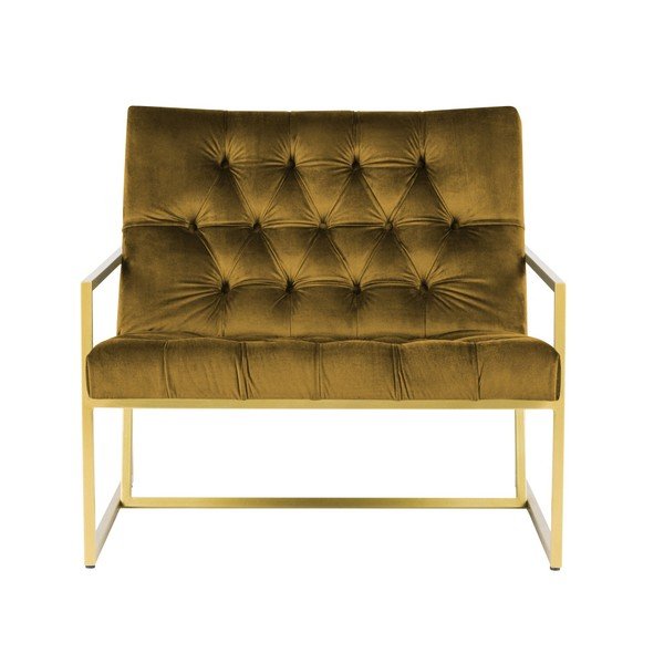 Fotoliu Mazzini Sofas BONO cu structură metalică, auriu - galben-image-2