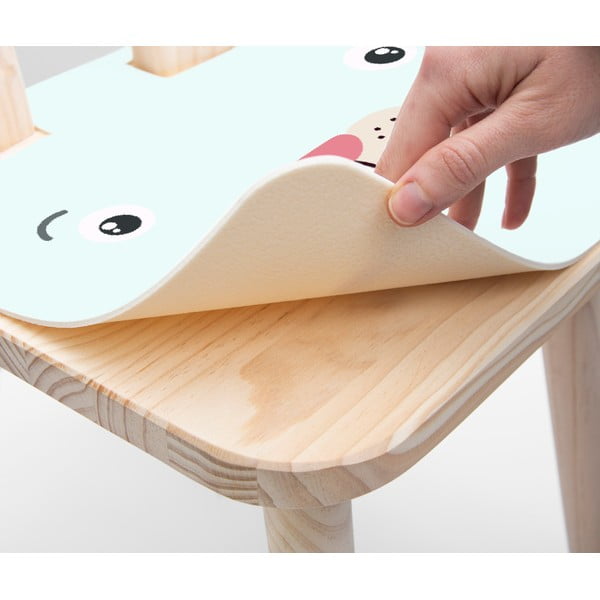 Scăunel din lemn de pin pentru copii Little Nice Things Bunny, albastru-image-2