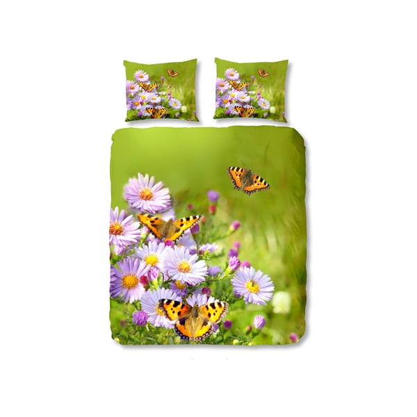 Lenjerie de pat din bumbac Muller Textiels Butterfly, 240 x 200 cm, verde