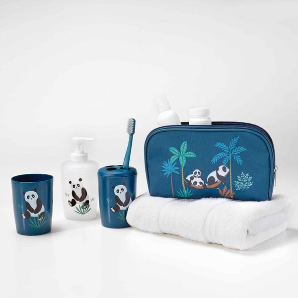 Set de accesorii de baie albastru închis din plastic Petit panda – douceur d'intérieur