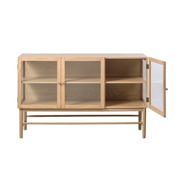 Vitrină din lemn de stejar 88x140 cm Elba – Unique Furniture-image-3