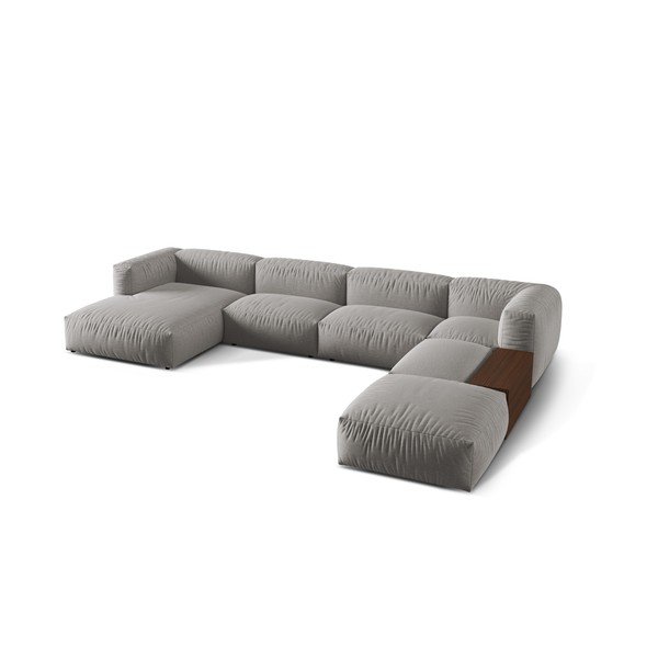 Colțar modular gri deschis (cu colț pe partea dreaptă/în formă de "U") Martina – Micadoni Home-image-1