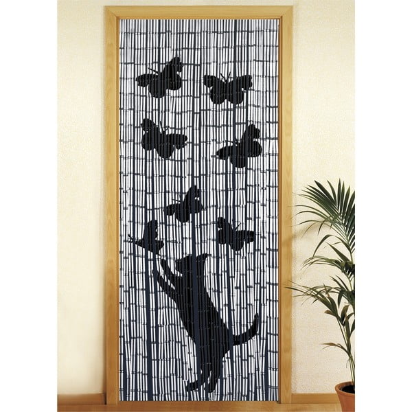 Perdea de ușă din bambus  neagră/gri 200x90 cm Cat and Butterfly - Maximex-image-2