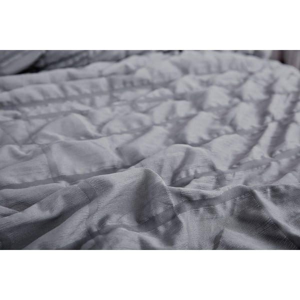 Lenjerie de pat neagră/gri din țesătură crep pentru pat de o persoană 140x200 cm Naomi – My House-image-3