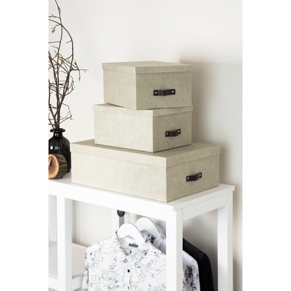 Set 3 cutii de depozitare Bigso Box of Sweden Inge, bej-image-3