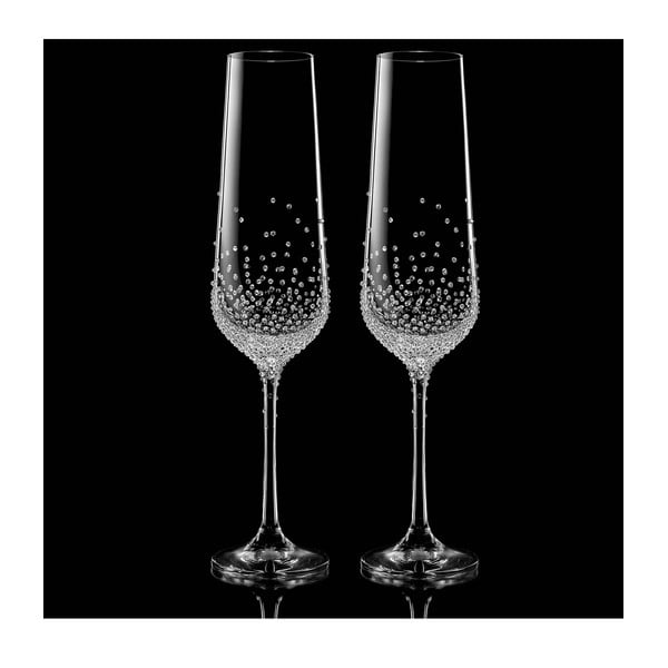 Set 2 pahare șampanie Gaia Swarovski Elements în ambalaj luxos