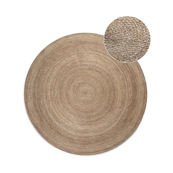 Covor grej reversibil rotund din iută ø 140 cm Braided – Hanse Home