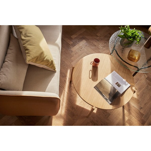 Măsuță de cafea neagră rotundă cu blat din sticlă ø 80 cm Orbit – Hübsch-image-1