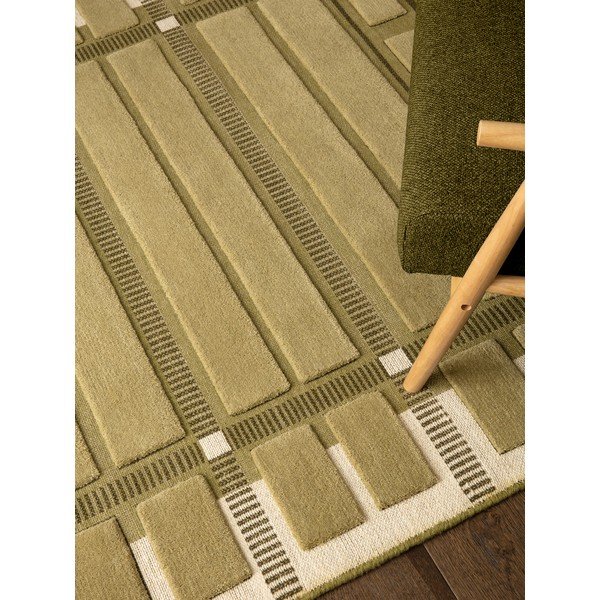 Covor verde/bej țesut manual din lână 120x170 cm – Asiatic Carpets-image-2