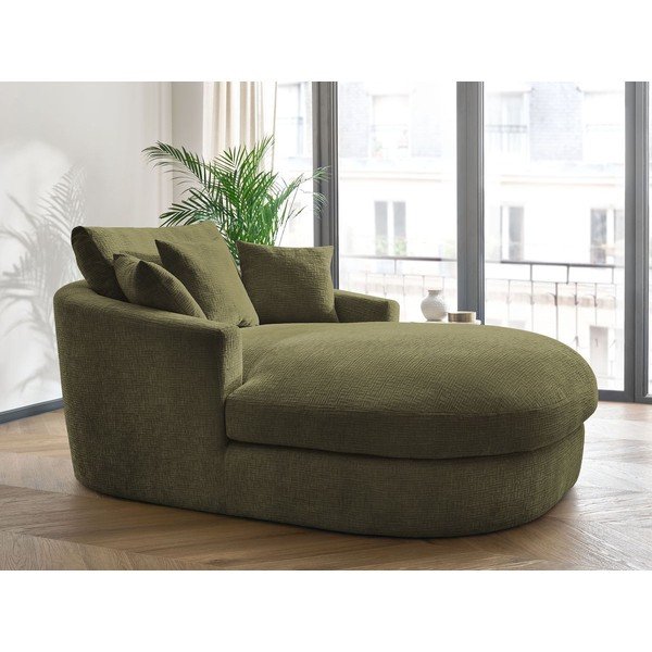 Fotoliu verde cu tapițerie din chenille Belem – Bobochic Paris-image-1