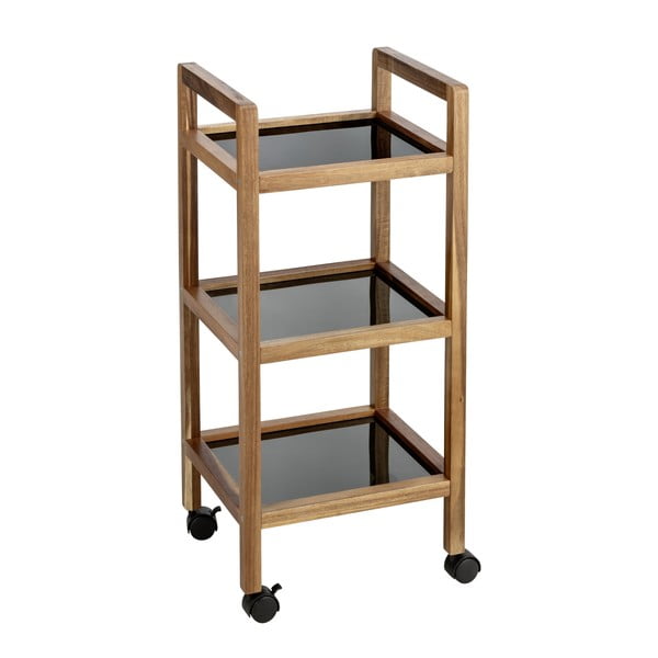 Etajeră de baie neagră/în culoare naturală din lemn de acacia 35x76,5 cm Fondi – Wenko