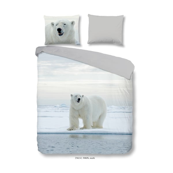 Lenjerie de pat din flanel Good Morning Polar Bear, 140 x 200 cm
