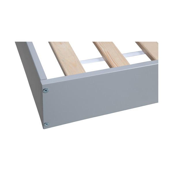 Pat single din lemn de pin WOOOD Connect, 90 x 200 cm, gri-image-4