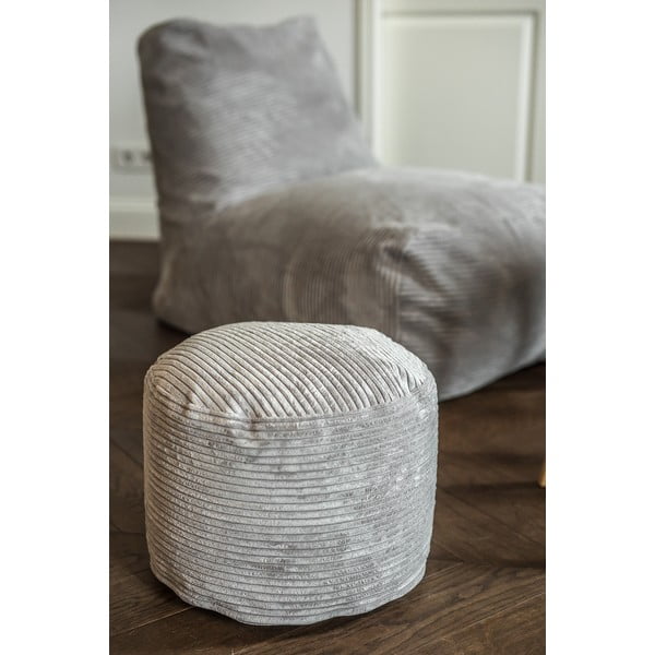 Fotoliu bean bag crem cu tapițerie din catifea reiată Mini – SLOWDOWN-image-4