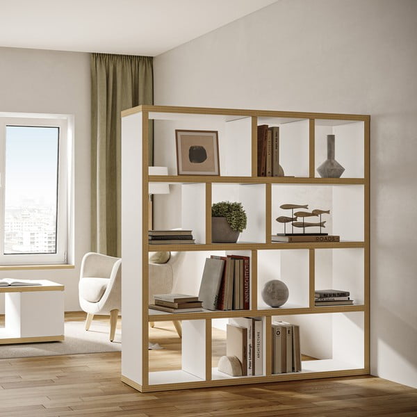 Bibliotecă albă/în culoare naturală 150x159 cm Berlin – TemaHome-image-1