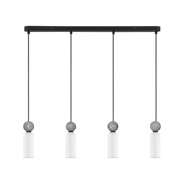 Lustră negru-mat din piatră cu abajur din sticlă Filomena – Nova Luce