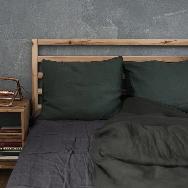 Cearșaf elastic din in Linen Tales, 180 x 200 cm, gri închis-image-1