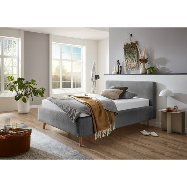 Pat gri tapițat fără somieră 120x200 cm Mattis – Meise Möbel-image-1