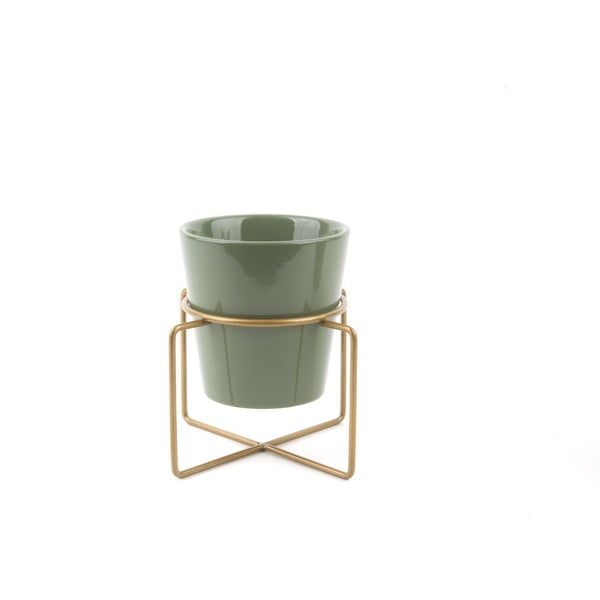 Ghiveci din ceramică cu suport Present Time Coy, verde-image-1
