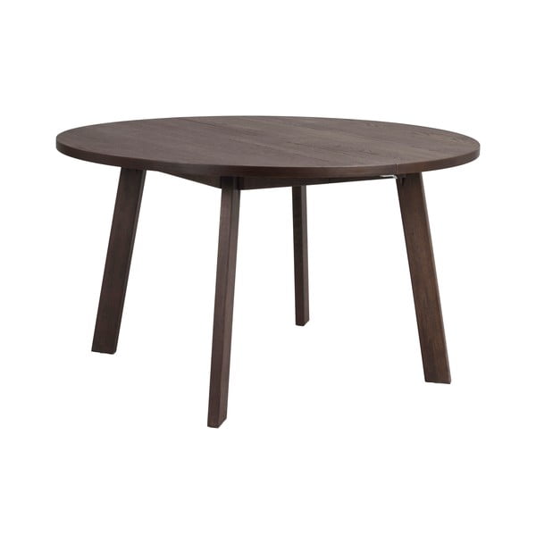Masă de dining maro închis rotundă extensibilă cu aspect de lemn de stejar ø 130 cm Glenside – Rowico