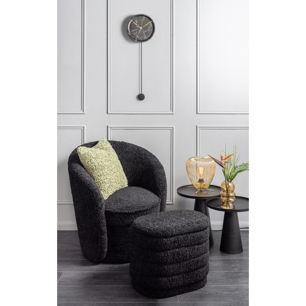 Fotoliu negru cu tapițerie din stofă bouclé Cuddly  – Leitmotiv-image-1
