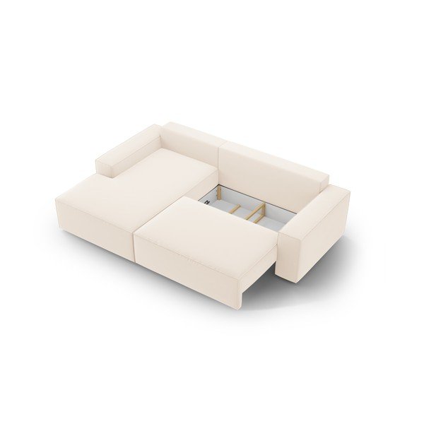 Colțar bej extensibil/cu spațiu de depozitare cu tapițerie din catifea (cu colț pe partea stângă /cu șezlong) Jodie – Micadoni -image-4