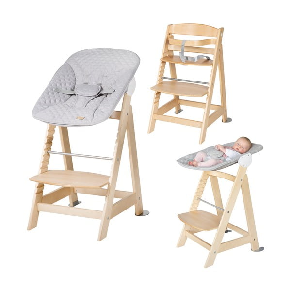 Scaun de masă pentru bebe gri deschis/în culoare naturală Style Born Up 2in1 – Roba