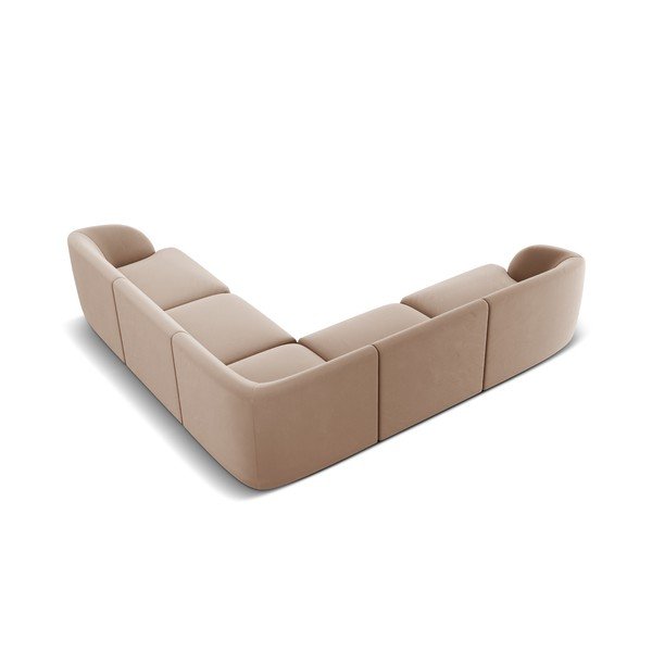 Colțar bej cu tapițerie din catifea Miley  – Micadoni Home-image-3