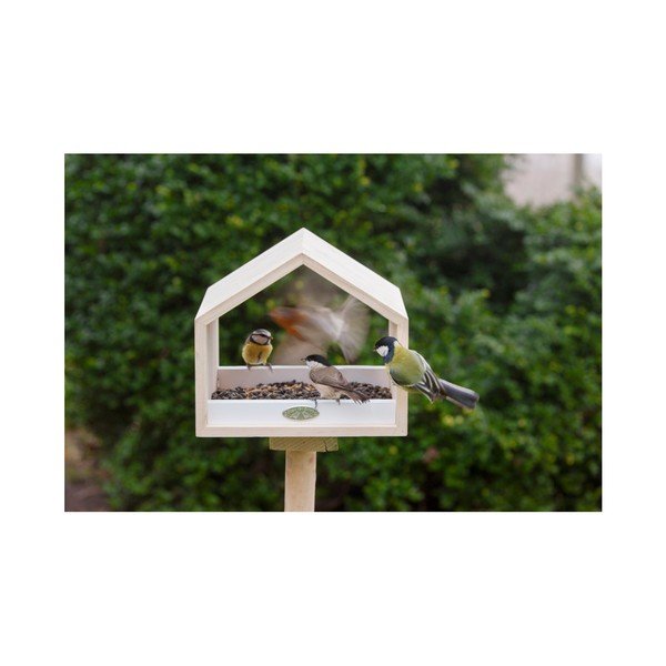 Suport din lemn de pin pentru hrănit păsări Esschert Design, înălțime 111 cm, detalii verzi-image-1