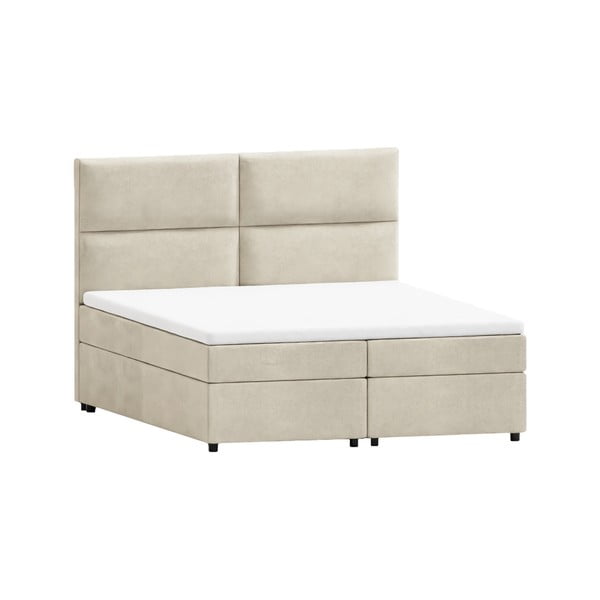 Pat boxspring bej cu spațiu de depozitare 200x200 cm Rico – Ropez