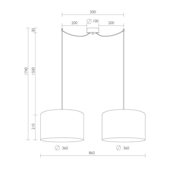 Lustră cu două brațe Sotto Luce Mika, ⌀ 36 cm, negru - auriu-image-2