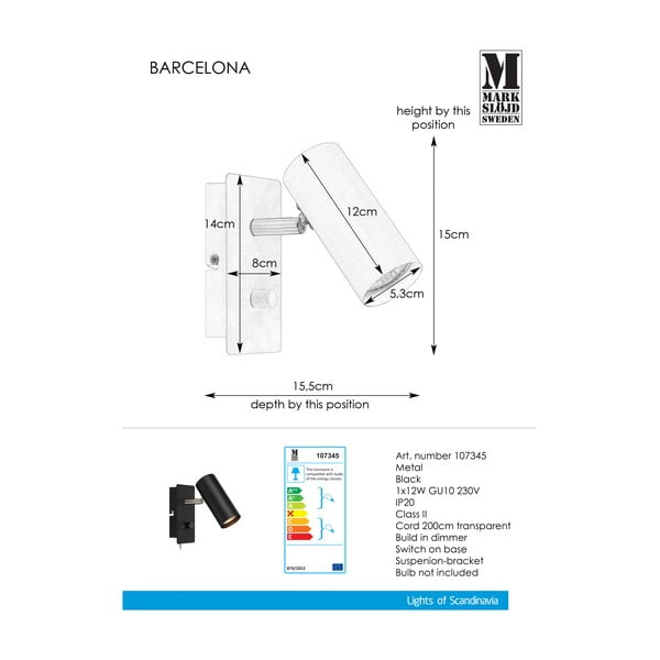 Aplică Markslöjd Barcelona, negru-image-1