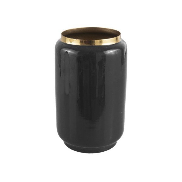 Vază cu detalii aurii PT LIVING Flare, înălțime 22 cm, negru