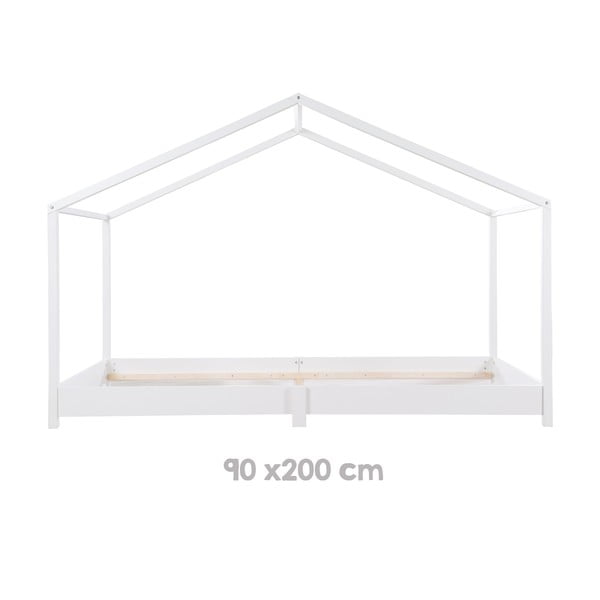 Pat pentru copii  alb de tip casă 90x200 cm Montessori – Roba-image-3